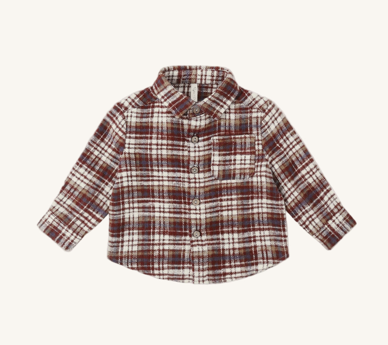 Rylee + Cru Boys Collared Long Sleeve Shirt - Burgundy Plaid | HONEYPIEKIDS 