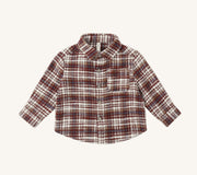 Rylee + Cru Boys Collared Long Sleeve Shirt - Burgundy Plaid | HONEYPIEKIDS 
