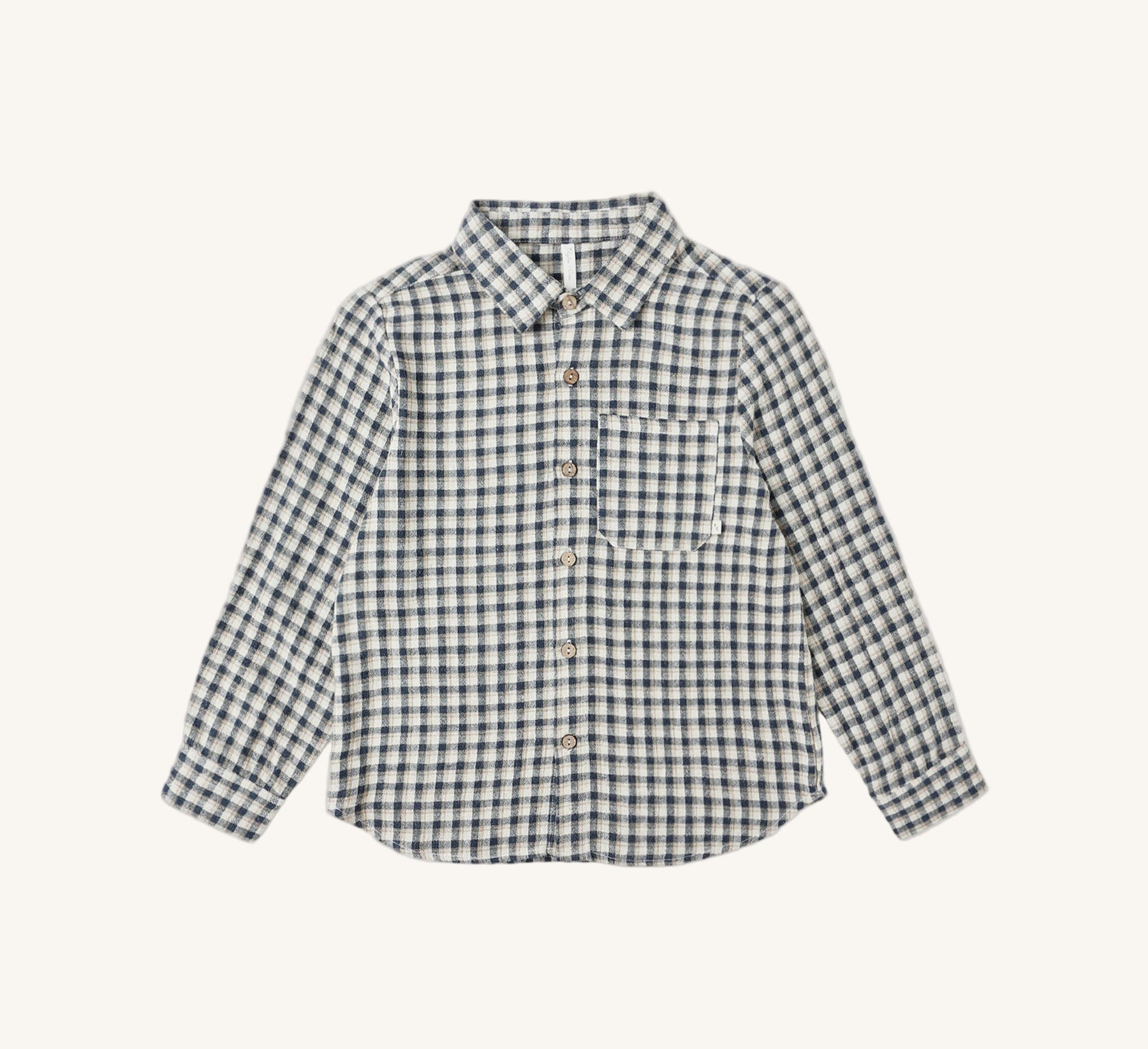 Rylee + Cru Boys Collared Long Sleeve Shirt - Navy Check | HONEYPIEKIDS 
