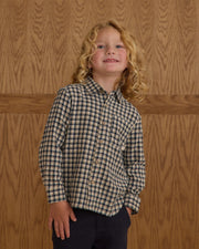 Rylee + Cru Boys Collared Long Sleeve Shirt - Navy Check | HONEYPIEKIDS 