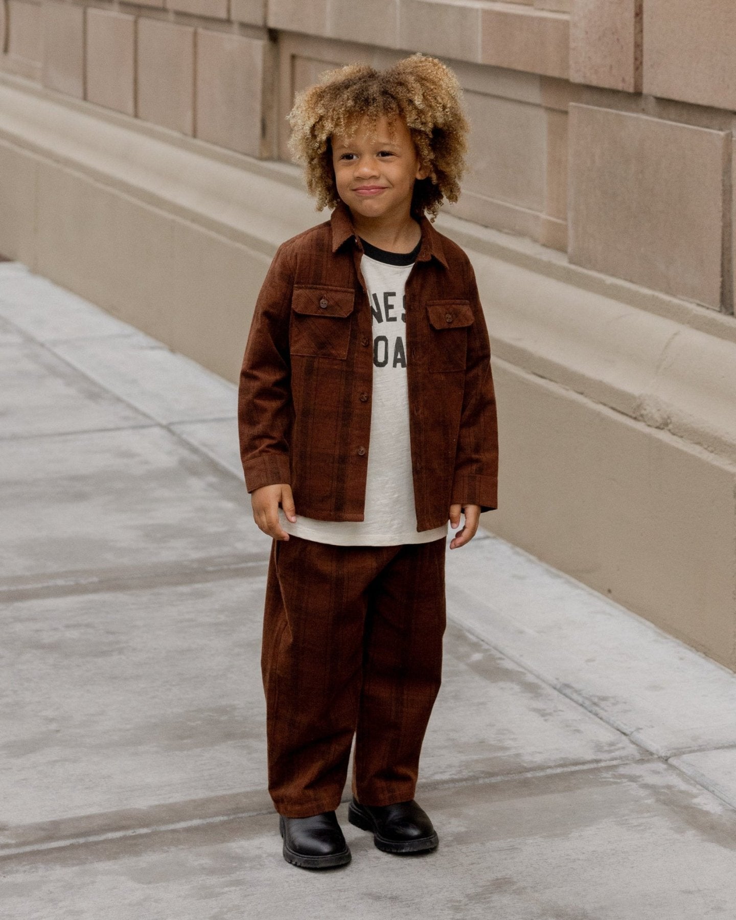 Rylee + Cru Boys Pocketed Corduroy Shirt - Brown | HONEYPIEKIDS 