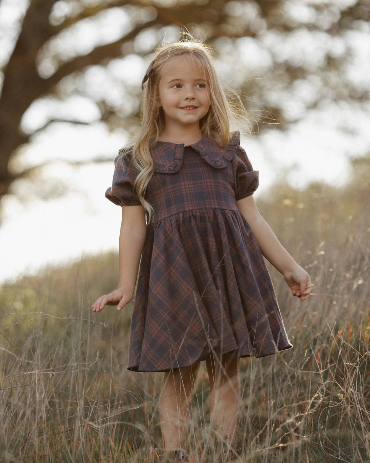 Rylee + Cru Camille Dress - Midnight Plaid | HONEYPIEKIDS 