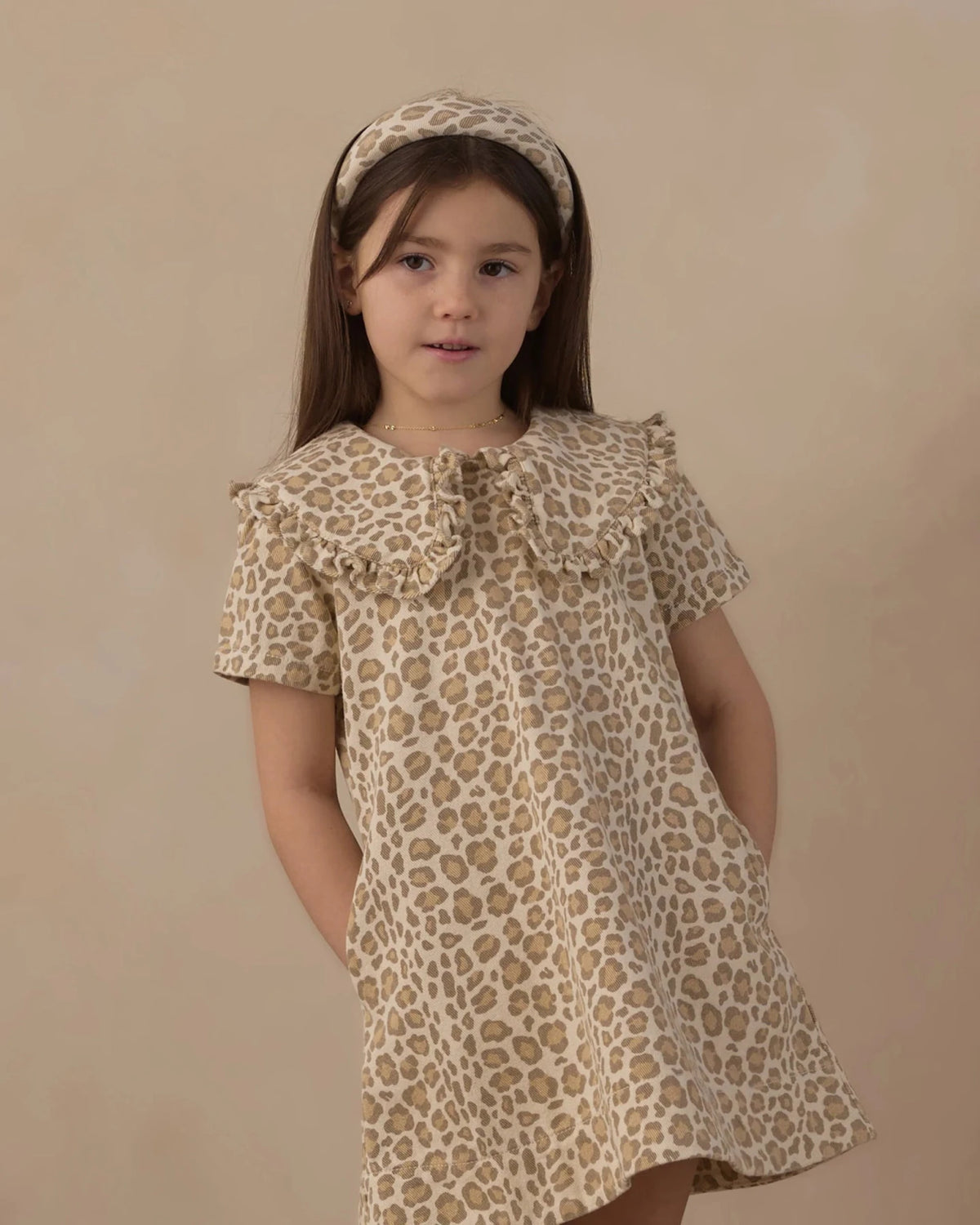 Rylee + Cru Collared Denim Mini Dress - Leopard | HONEYPIEKIDS