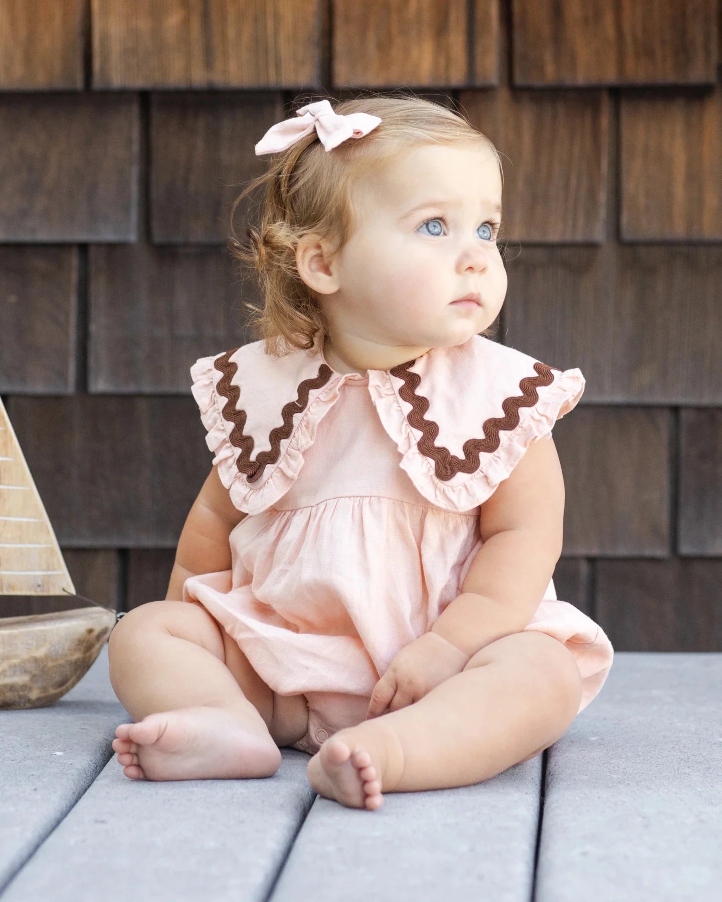 Rylee + Cru Infant Cove Romper - Blush | HONEYPIEKIDS