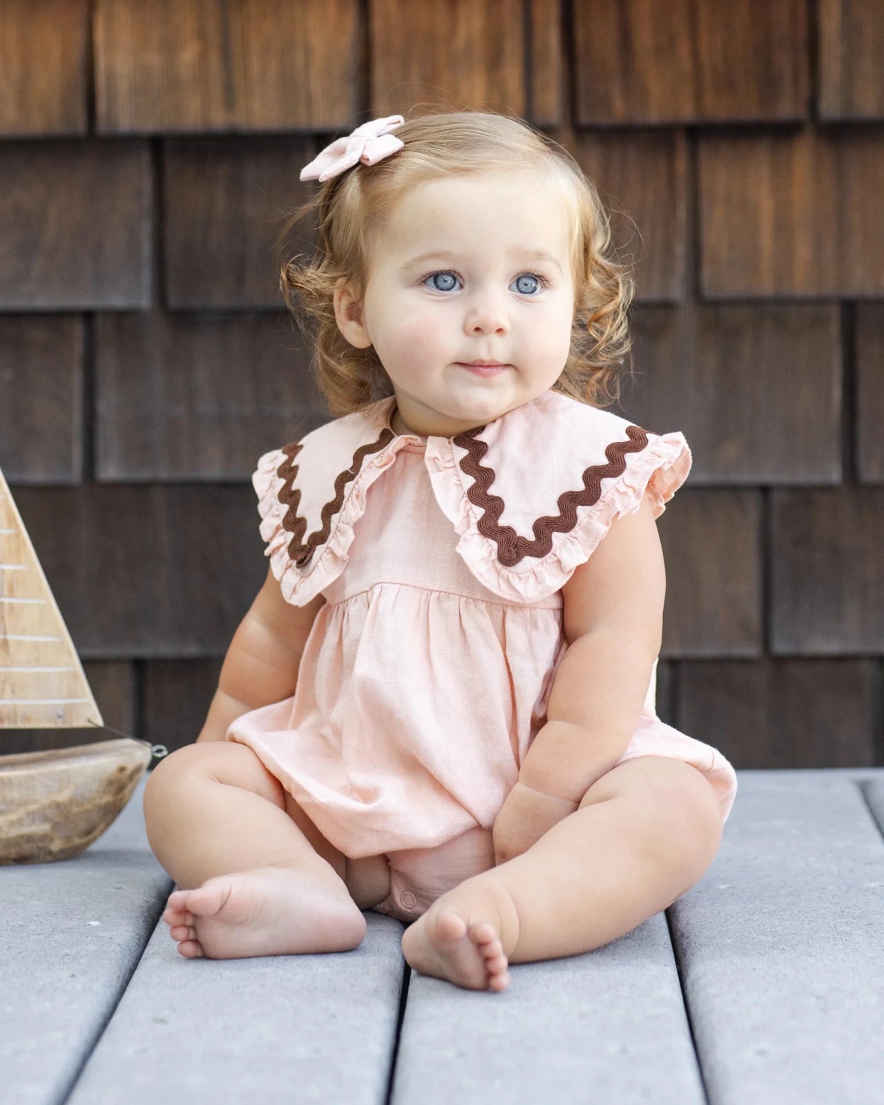 Rylee + Cru Infant Cove Romper - Blush | HONEYPIEKIDS