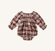 Rylee + Cru Girls Adelaide Romper - Burgundy Plaid | HONEYPIEKIDS 