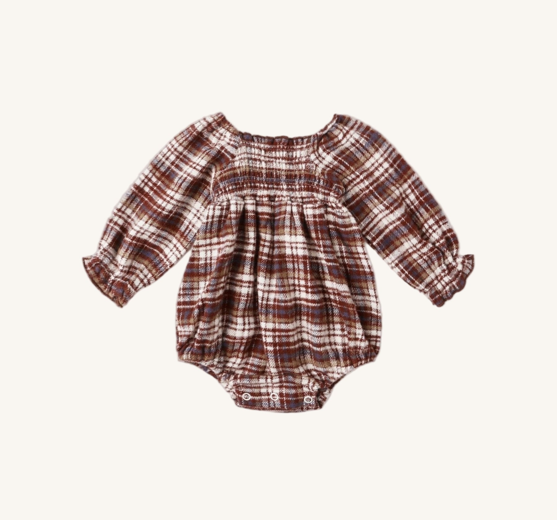 Rylee + Cru Girls Adelaide Romper - Burgundy Plaid | HONEYPIEKIDS 