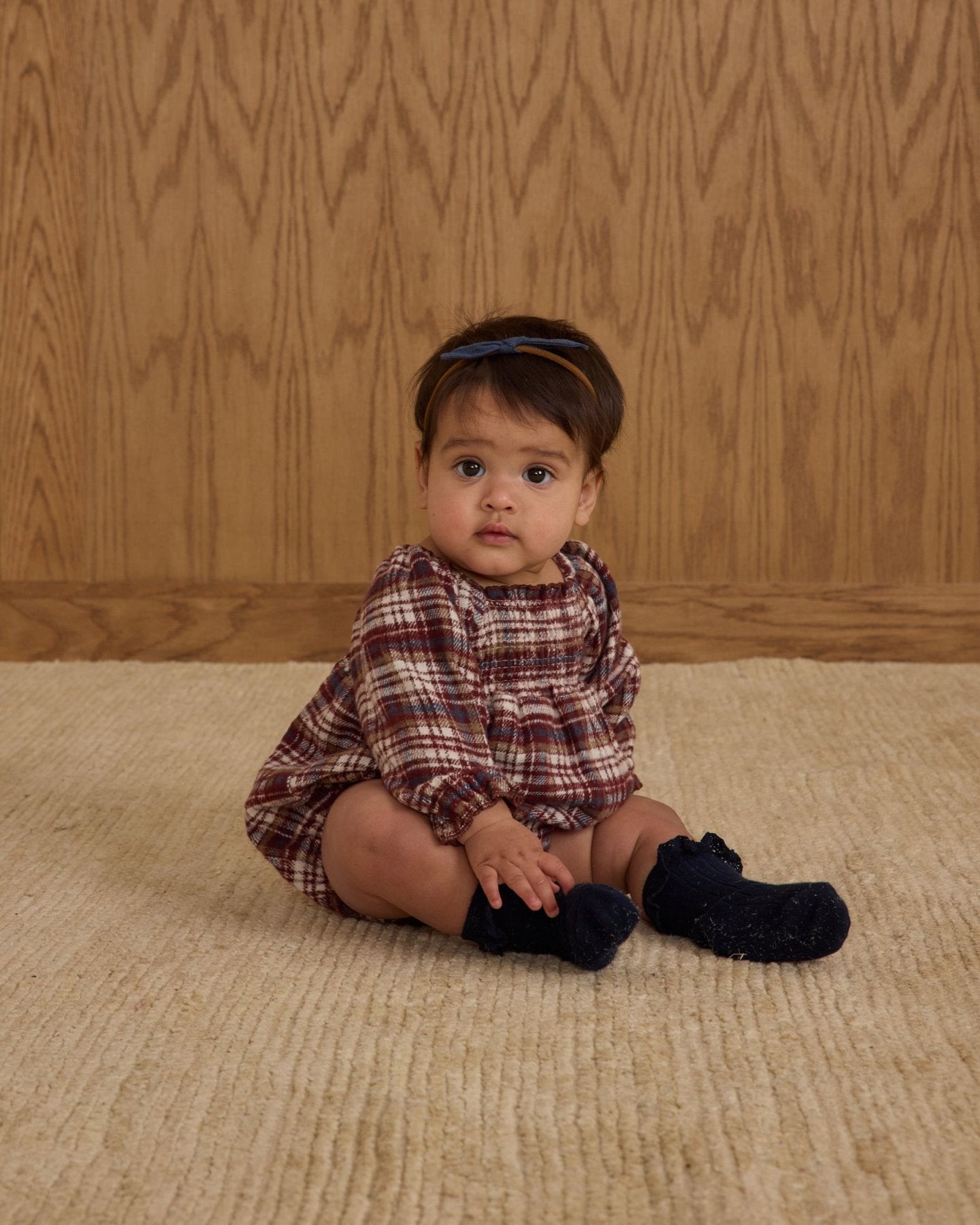 Rylee + Cru Girls Adelaide Romper - Burgundy Plaid | HONEYPIEKIDS 