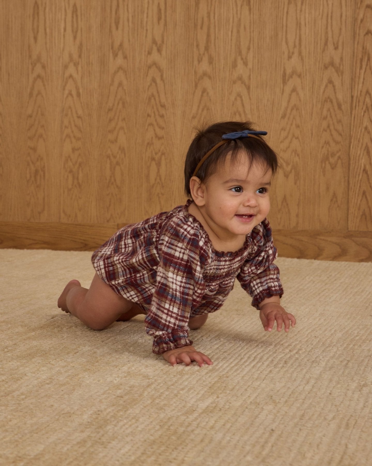 Rylee + Cru Girls Adelaide Romper - Burgundy Plaid | HONEYPIEKIDS 