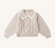 Rylee + Cru Girls Alice Sweater - Heathered Antique | HONEYPIEKIDS 