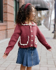 Rylee + Cru Girls Burgundy Collared Cardigan | HONEYPIEKIDS 
