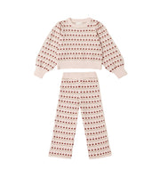 Rylee + Cru Girls Jacquard Knit Set | Ruby Hearts | HONEYPIEKIDS 