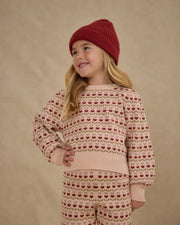 Rylee + Cru Girls Jacquard Knit Set | Ruby Hearts | HONEYPIEKIDS 