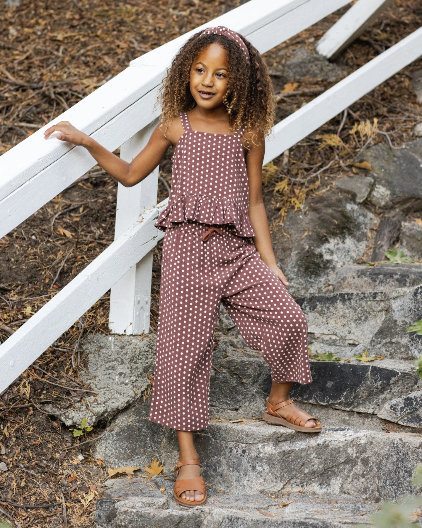 Rylee + Cru KAYLI Top and Pants Set - CHOCOLATE POLKA DOT | HONEYPIEKIDS