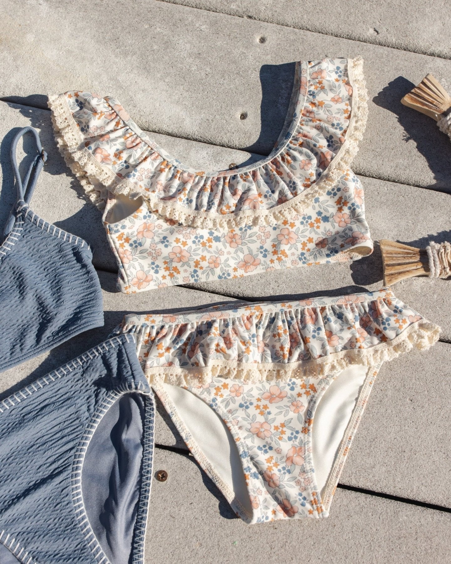 Rylee + Cru Girls Margot Bikini - Flower Field in Ivory | HONEYPIEKIDS