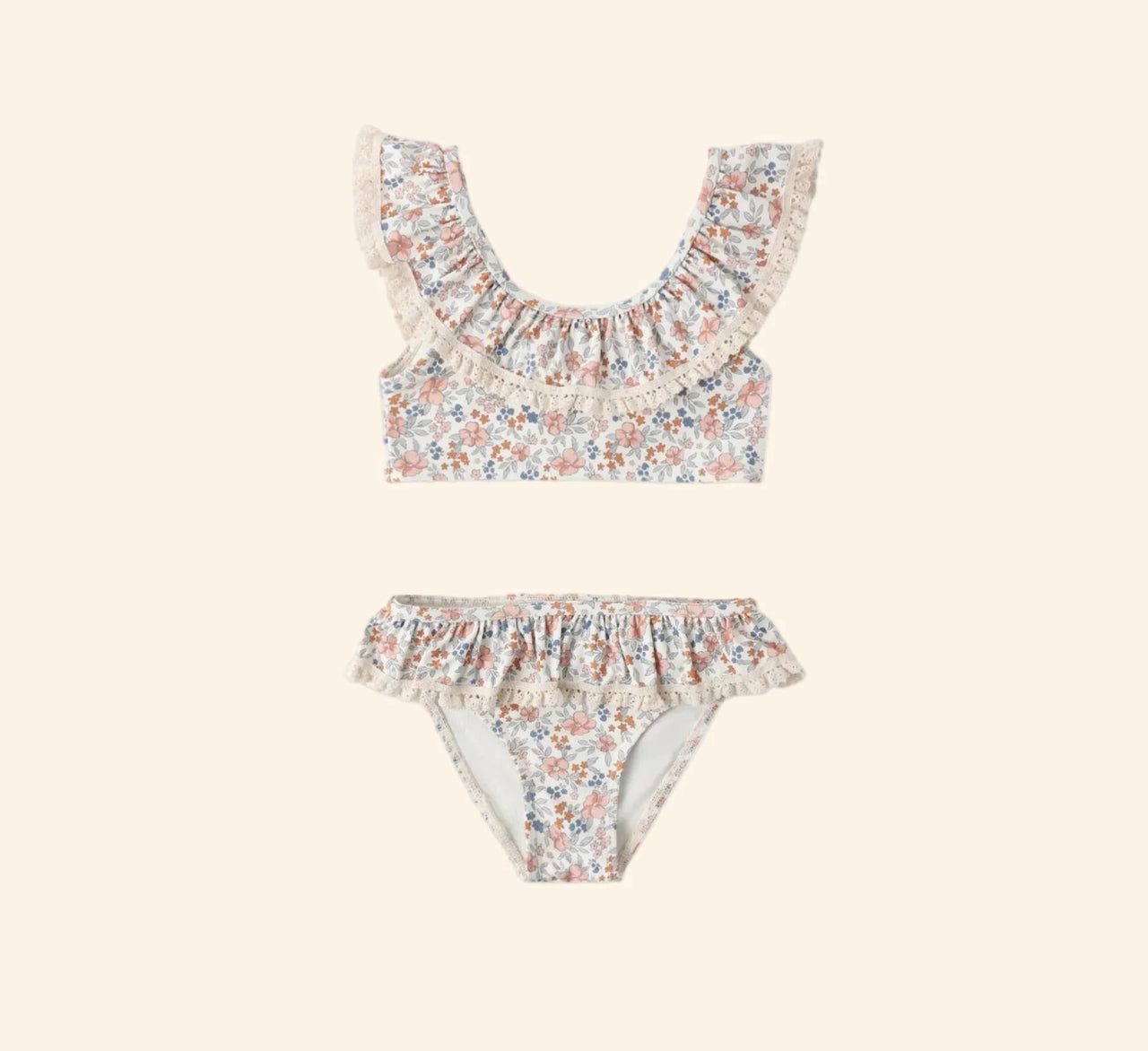 Rylee + Cru Girls Margot Bikini - Flower Field in Ivory | HONEYPIEKIDS