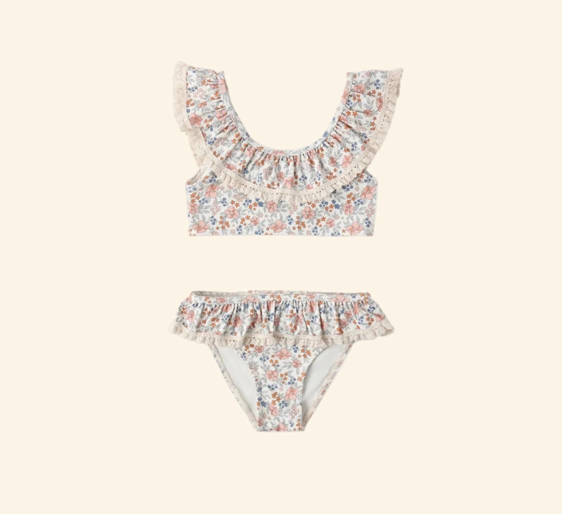 Rylee + Cru Girls Margot Bikini - Flower Field in Ivory | HONEYPIEKIDS