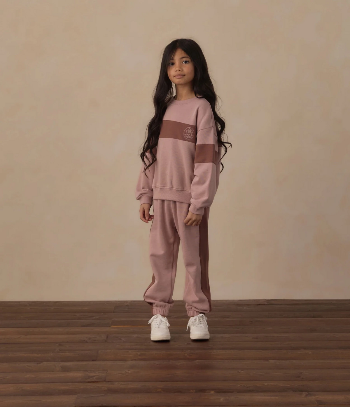 Rylee + Cru Girls Paneled Sweatpant - Rosewood | HONEYPIEKIDS 