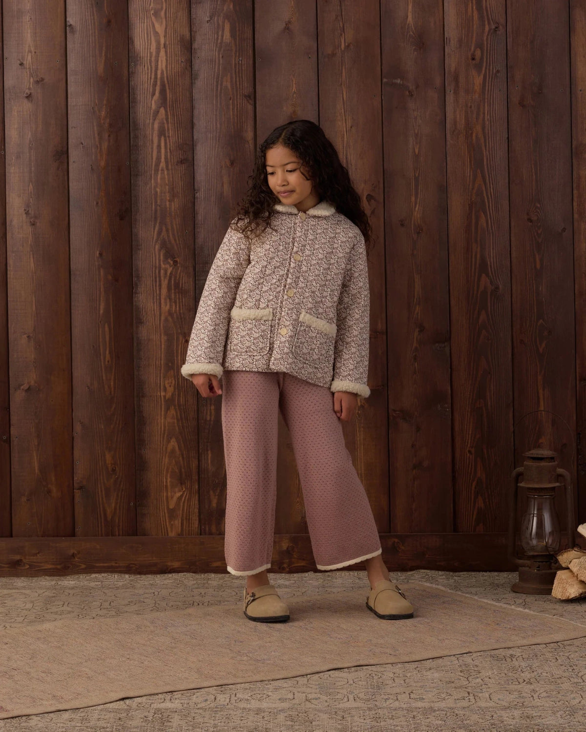 Rylee + Cru Girls Pointelle Knit Pants - Rosewood | HONEYPIEKIDS 