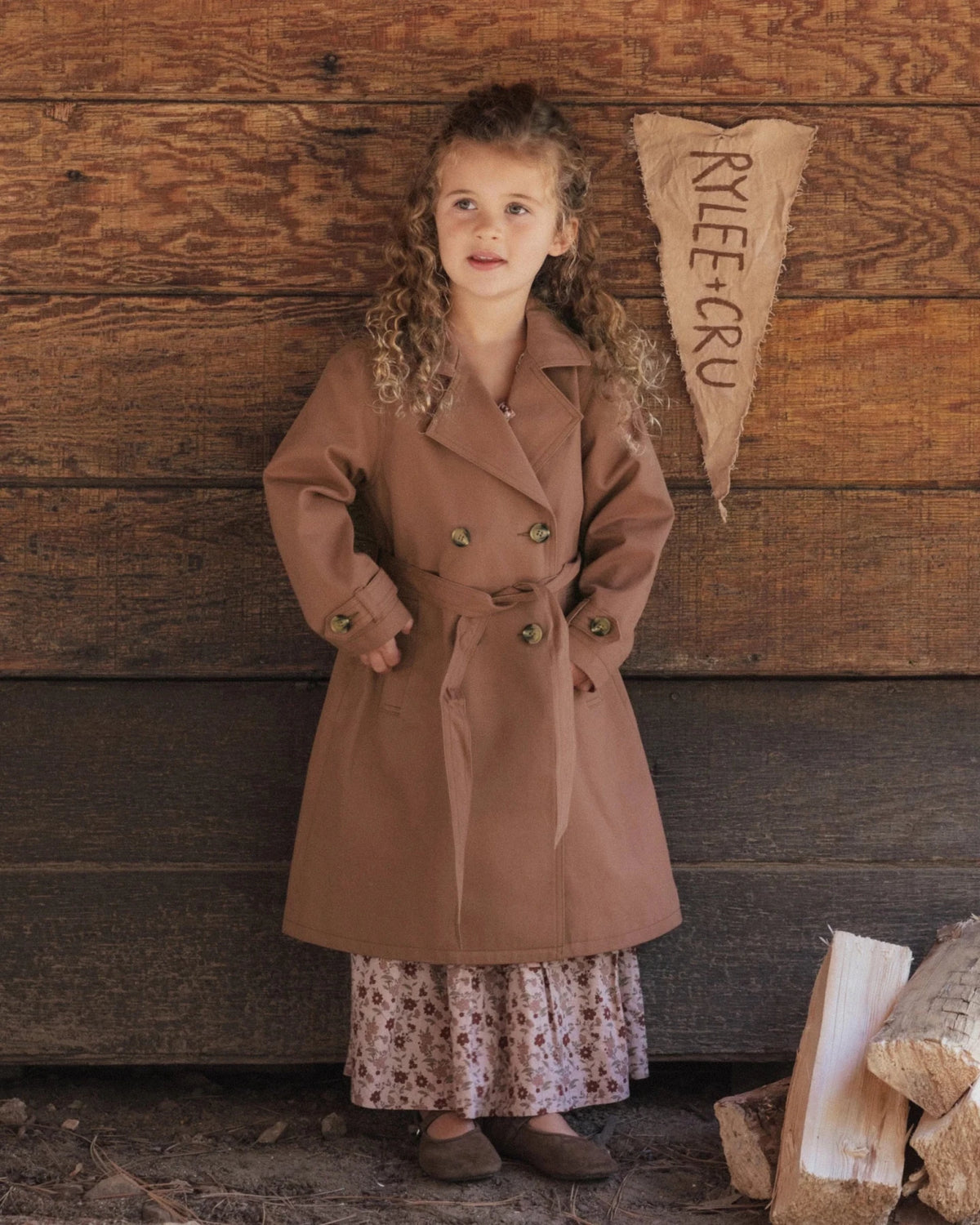 Rylee + Cru Girls Trench Coat - Clay | HONEYPIEKIDS