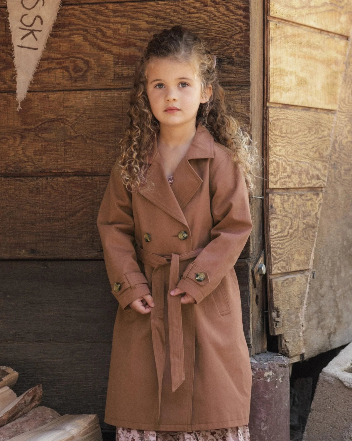 Rylee + Cru Girls Trench Coat - Clay | HONEYPIEKIDS