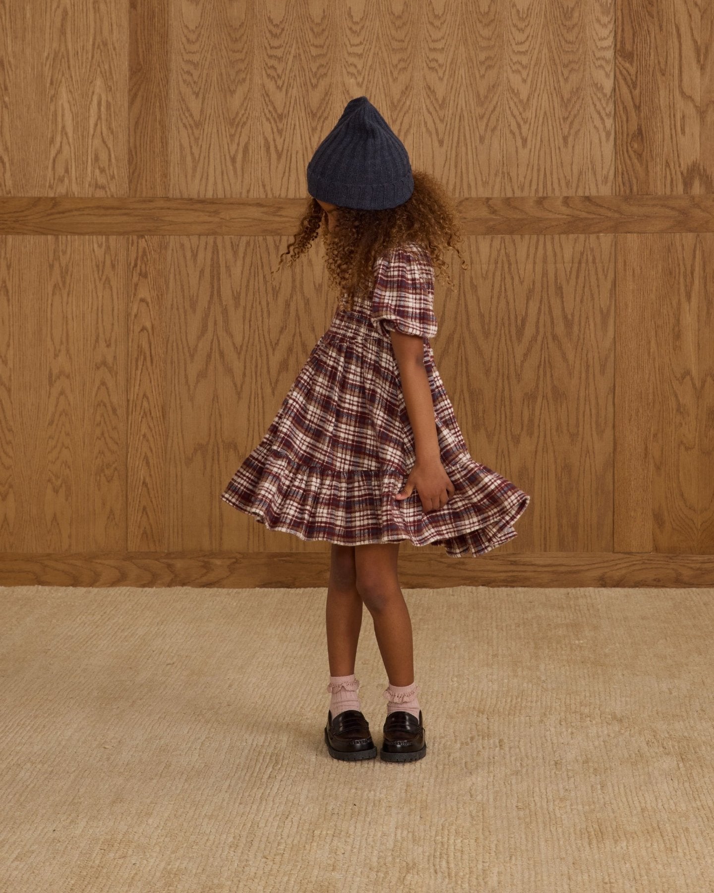 Rylee + Cru India Dress - Burgundy Plaid | HONEYPIEKIDS 