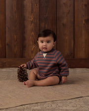 Rylee + Cru Infant Crew Neck Romper - Mulberry Stripe | HONEYPIEKIDS 