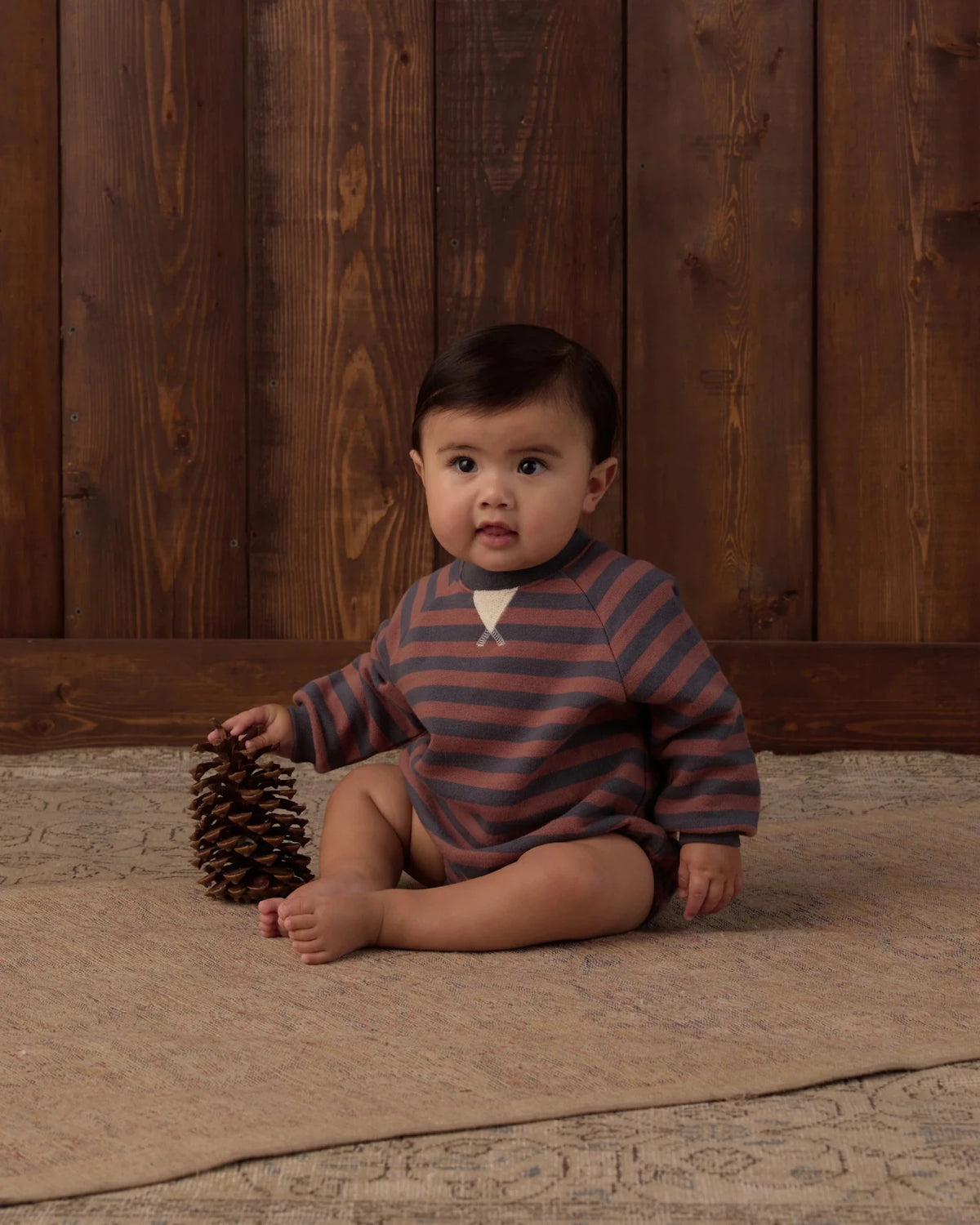 Rylee + Cru Infant Crew Neck Romper - Mulberry Stripe | HONEYPIEKIDS 