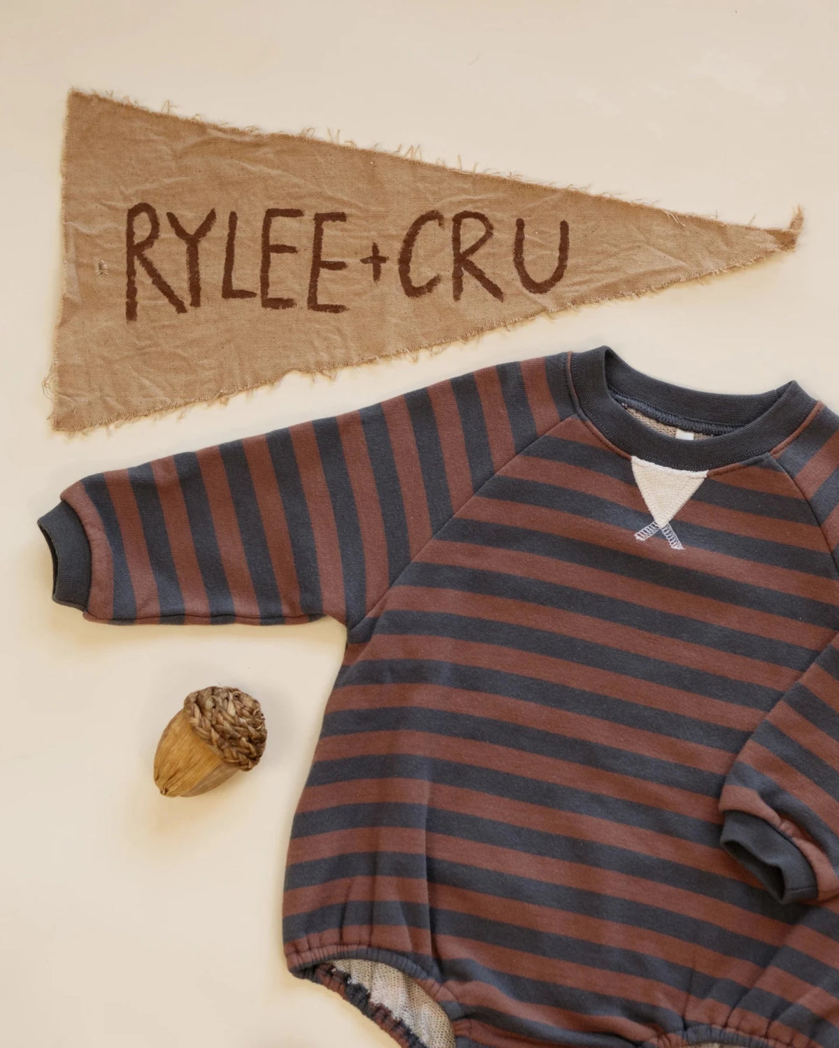 Rylee + Cru Infant Crew Neck Romper - Mulberry Stripe | HONEYPIEKIDS 