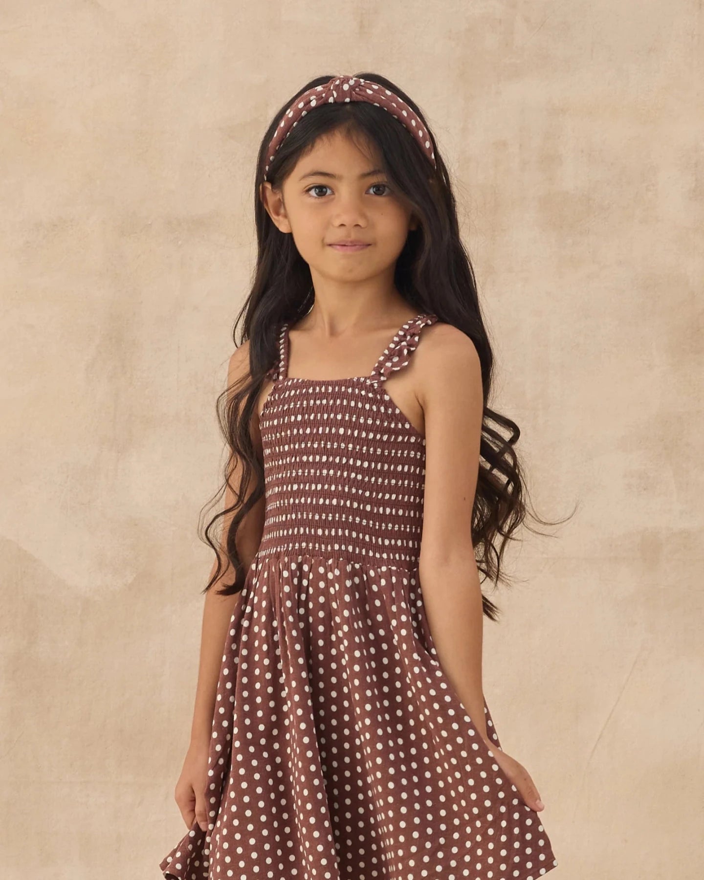 Rylee + Cru Lainey Dress - Chocolate Polka Dot | HONEYPIEKIDS