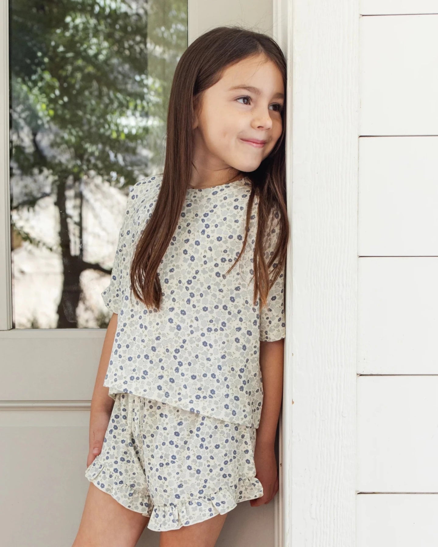 Rylee + Cru Mosie Set - Blue Ditsy | Ivory - HONEYPIEKIDS