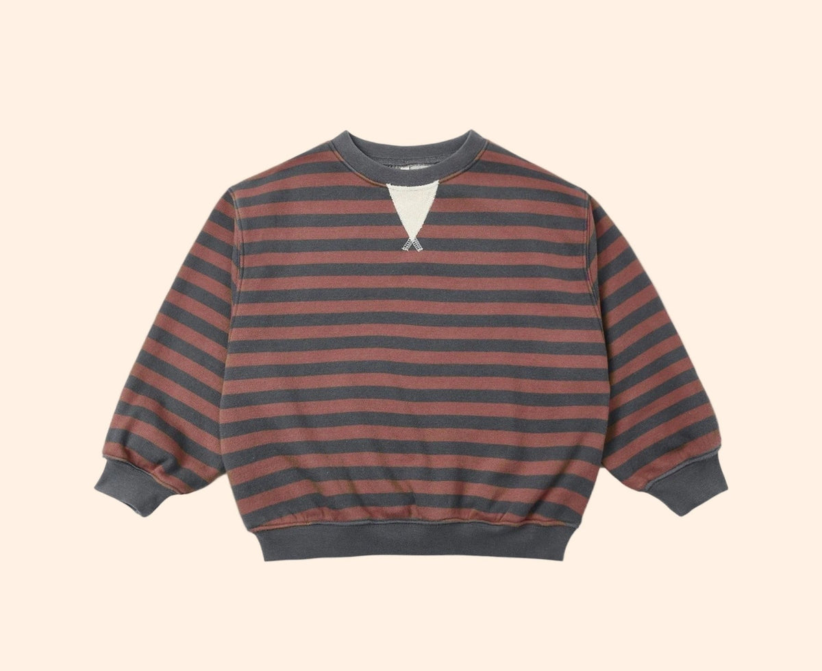 Rylee + Cru Oversized Crew - Mulberry Stripe | HONEYPIEKIDS 
