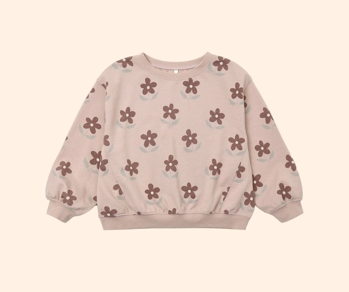Rylee + Cru Oversized Daisy Sweatshirt - Rosewood | HONEYPIEKIDS 