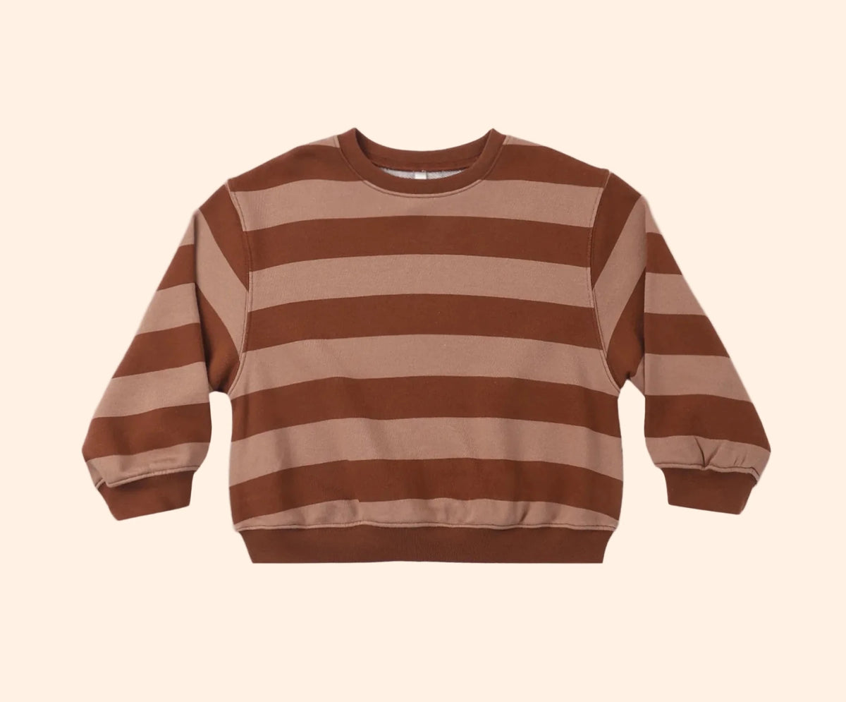 Rylee + Cru Oversized Sweatshirt - Brick + Clay Stripe | HONEYPIEKIDS