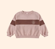 Rylee + Cru Panel Stripe Sweatshirt - Rosewood | HONEYPIEKIDS 