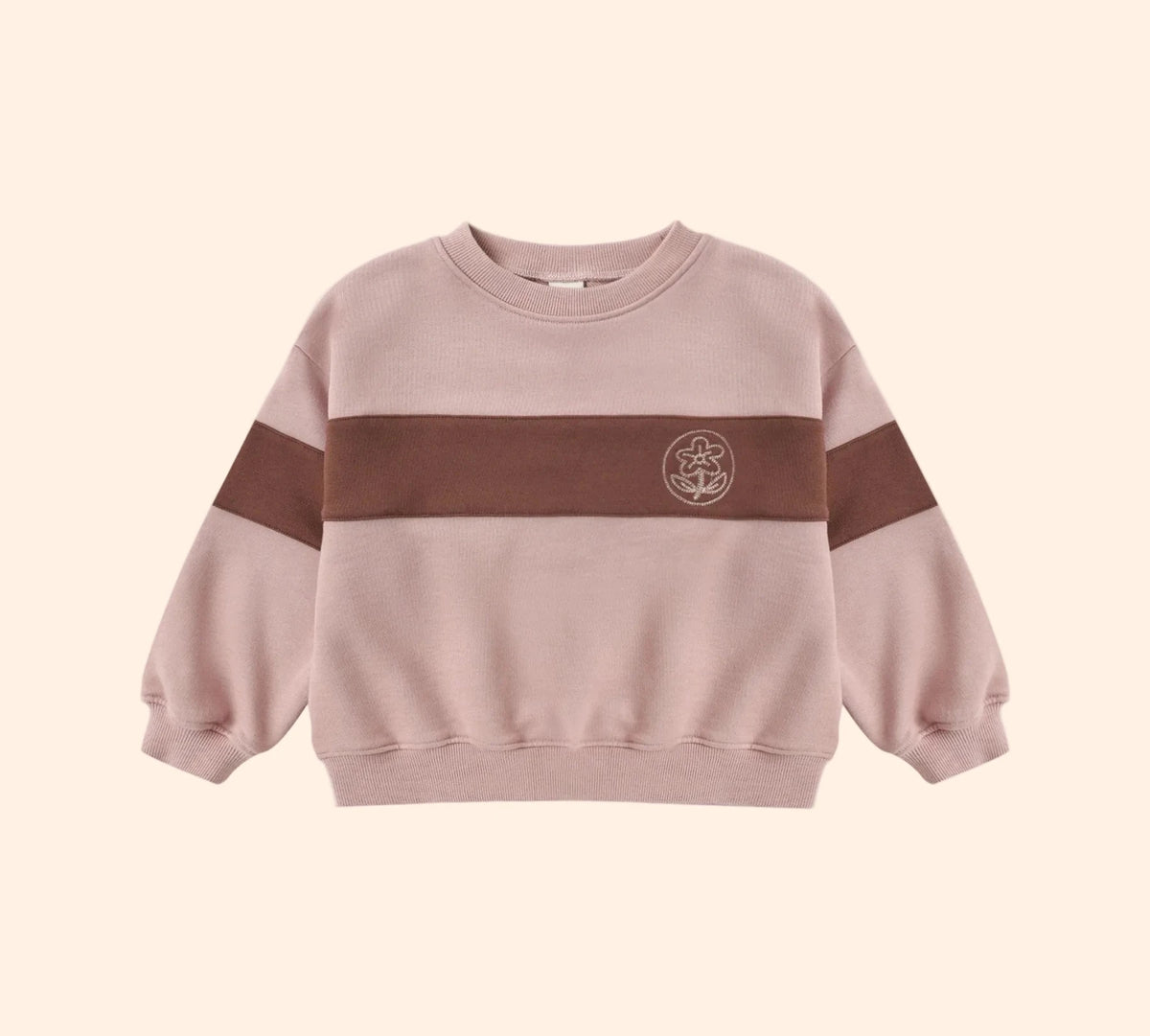 Rylee + Cru Panel Stripe Sweatshirt - Rosewood | HONEYPIEKIDS 