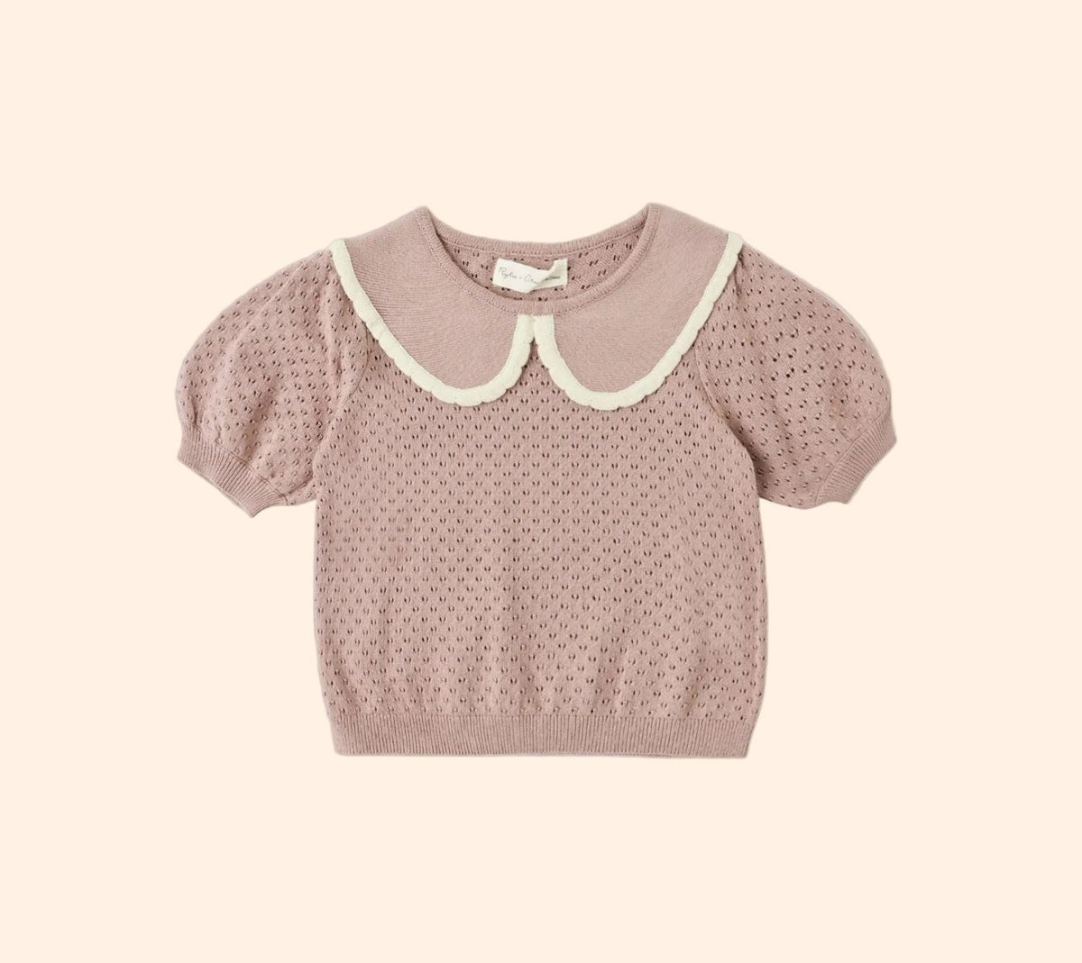 Rylee + Cru Pointelle Collared Top - Rosewood | HONEYPIEKIDS 