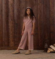 Rylee + Cru Pointelle Collared Top - Rosewood | HONEYPIEKIDS 
