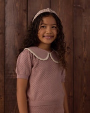 Rylee + Cru Pointelle Collared Top - Rosewood | HONEYPIEKIDS 