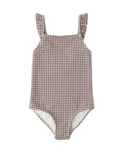 Rylee + Cru POSITANO ONE-PIECE CHOCOLATE HOUNDSTOOTH