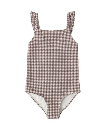 Rylee + Cru POSITANO ONE-PIECE CHOCOLATE HOUNDSTOOTH