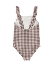 Rylee + Cru POSITANO ONE-PIECE CHOCOLATE HOUNDSTOOTH