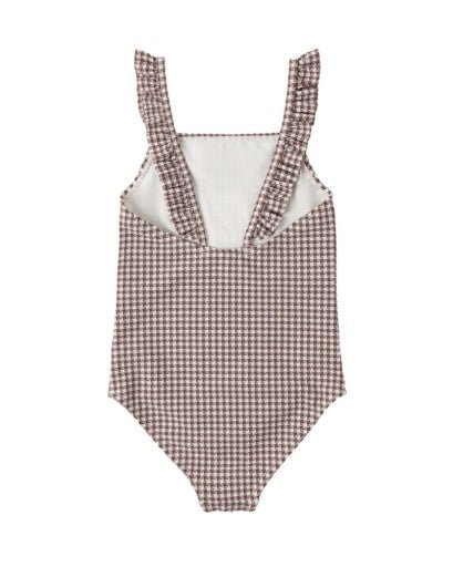 Rylee + Cru POSITANO ONE-PIECE CHOCOLATE HOUNDSTOOTH