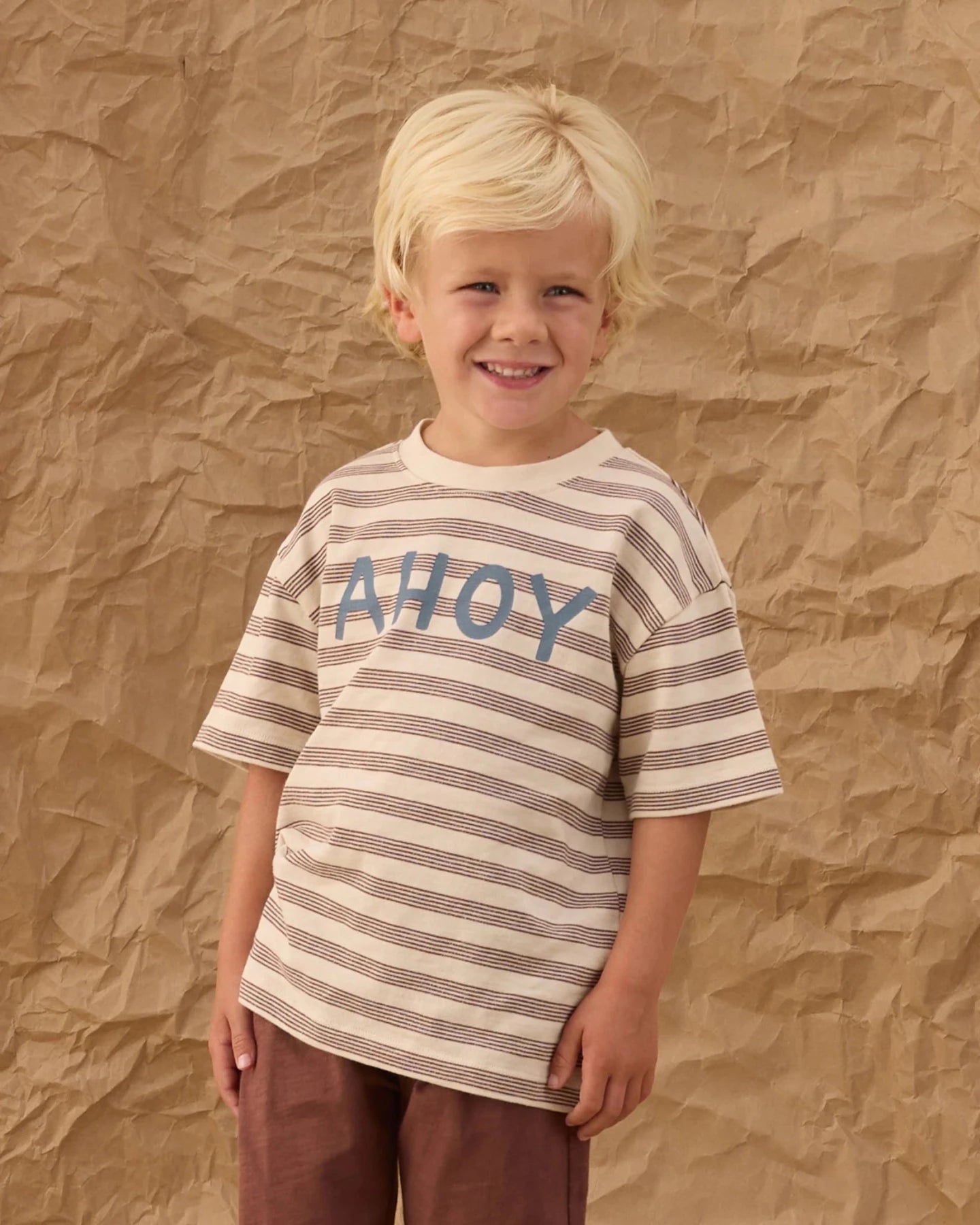 Rylee + Cru Relaxed AHOY Tee Shirt - BROWN | HONEYPIEKIDS