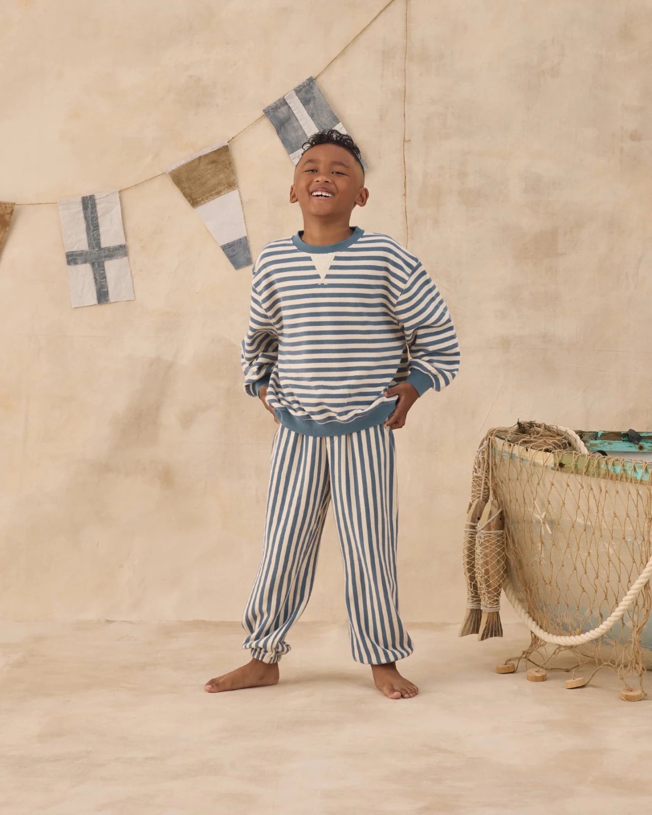 Rylee + Cru Relaxed Joggers - MARINE STRIPE | HONEYPIEKIDS 