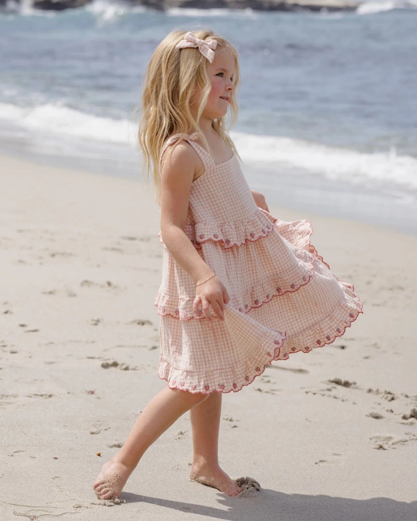 Rylee + Cru Ruffled Swing Dress - Petal Gingham | HONEYPIEKIDS