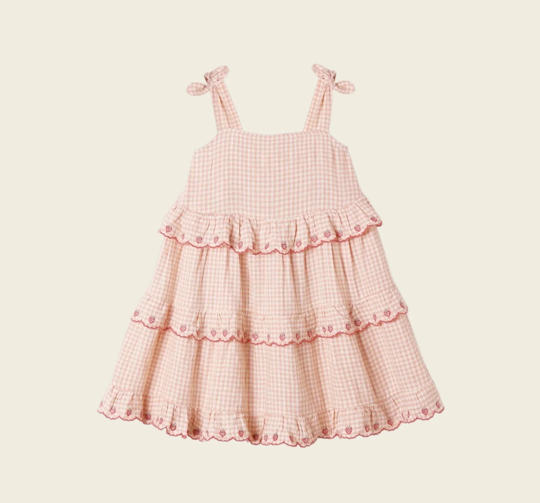 Rylee + Cru Ruffled Swing Dress - Petal Gingham | HONEYPIEKIDS