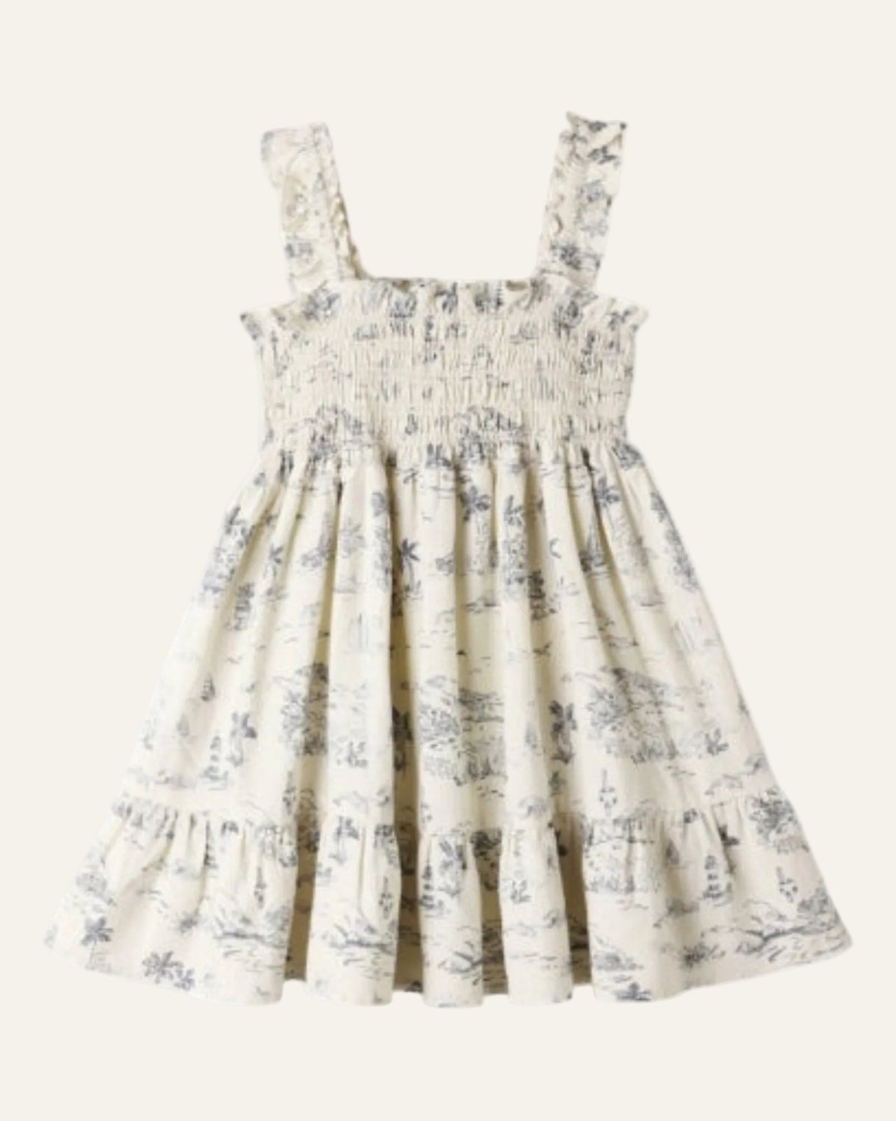Rylee + Cru SUTTON DRESS OCEAN TOILE - NATURAL | HONEYPIEKIDS