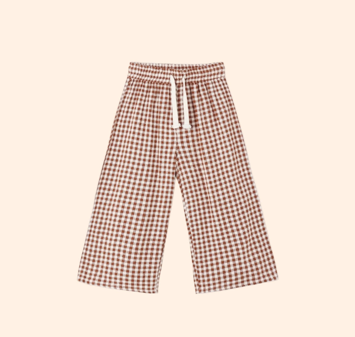 Rylee + Cru Wide Leg Pant - Brick Check | HONEYPIEKIDS