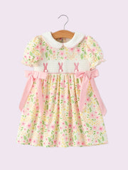 Easter Bunny Embroidery Smocking Girls Dress | HONEYPIEKIDS